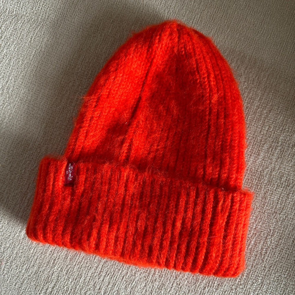 Levi’s Fuzzy Orange Beanie